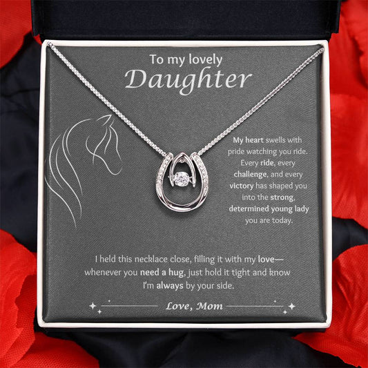 Daughter, know I am always with you - Equestrian Lucky in Love Necklace (Dark Background)