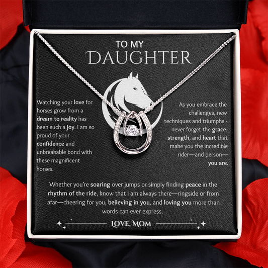 Daughter You Are (Grace, Strength, and Heart) - Equestrian Lucky in Love Necklace (Dark Background)